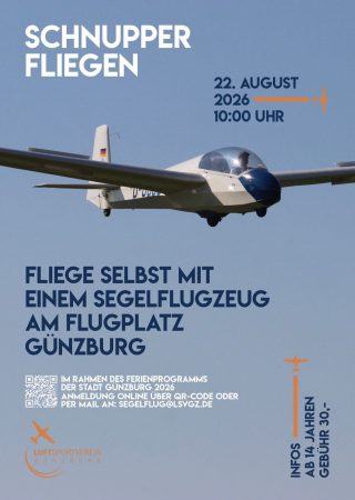 Segelfliegen in Günzburg: Schnupper-fliegen beim Ferien-programm 2026! ✈️